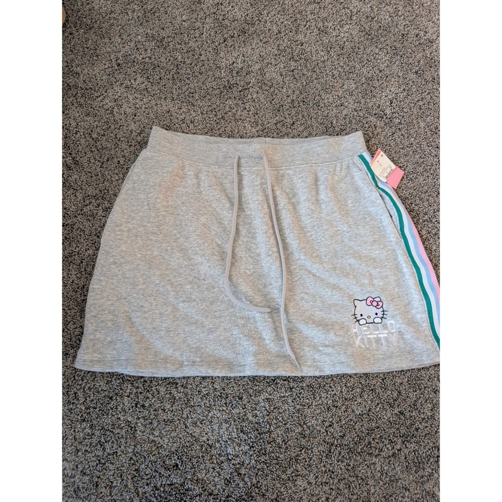 Hello Kitty Sanrio Heather Grey‎ Fleece Mini Skirt Side Stripe J003536JHK2947 M